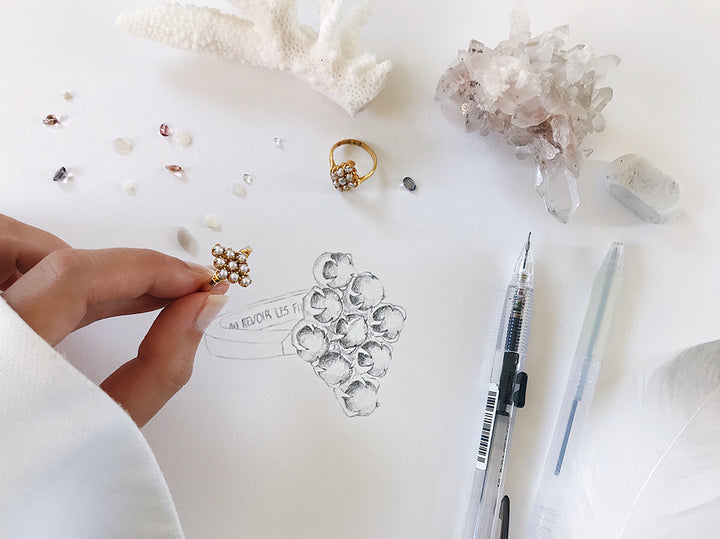 jewelry sketch pearl cluster ring gold sketchbook fashion illustration behind the jewellery designs creative process 