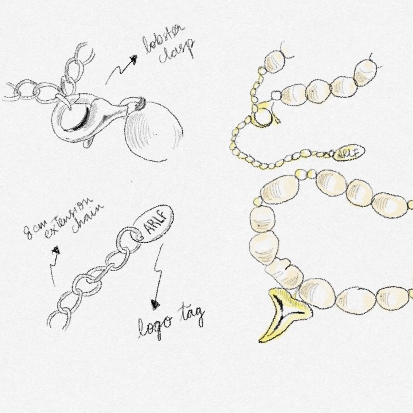 design sketch shark tooth necklace