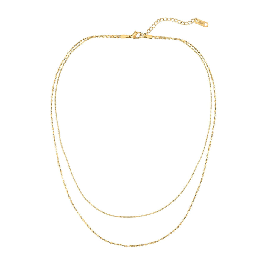 double strand dainty necklace in gold