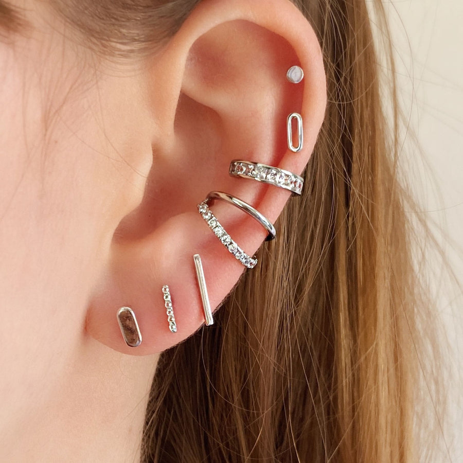 silver ear stack minimal style
