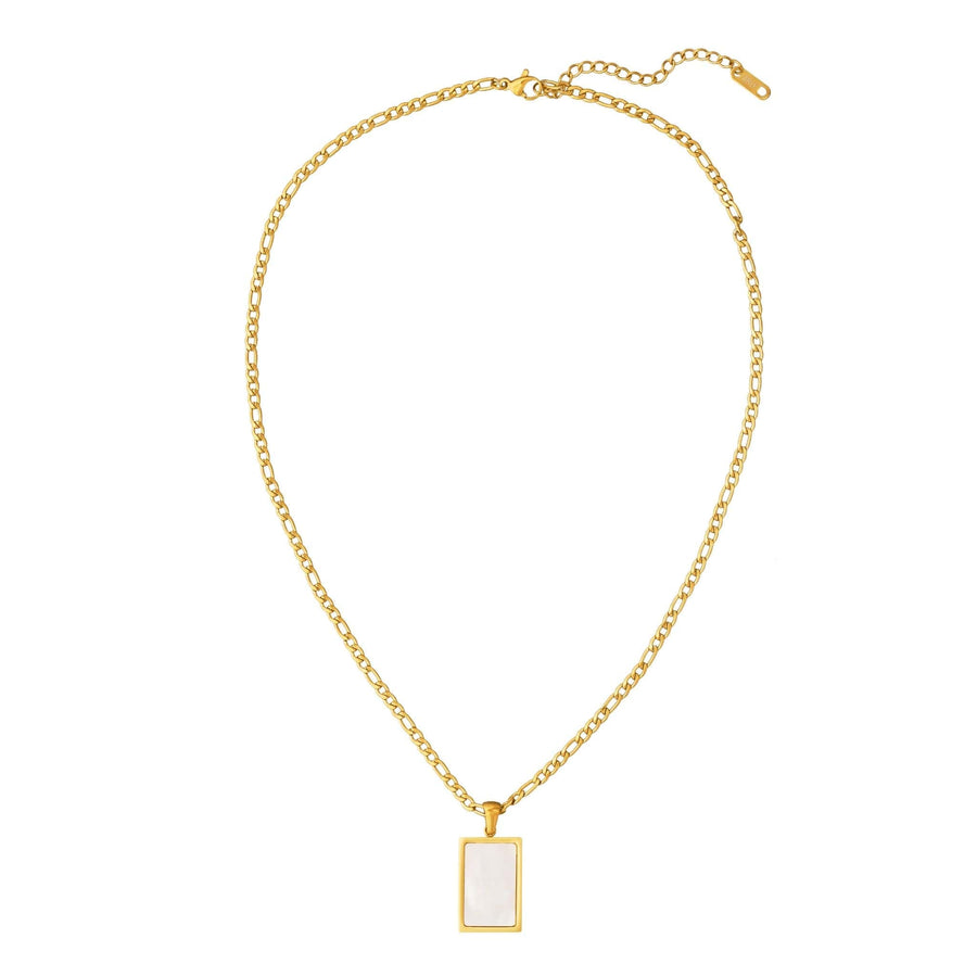 mother of pearl necklace in gold