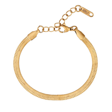 flat snake chain bracelet in gold