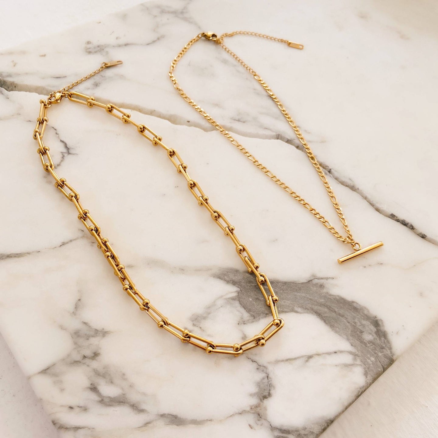 chunky layered necklaces in gold