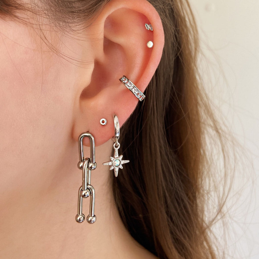 dangling earring stack in silver