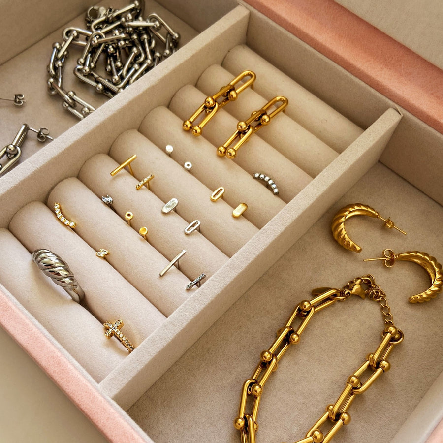 stud earrings in jewellery box