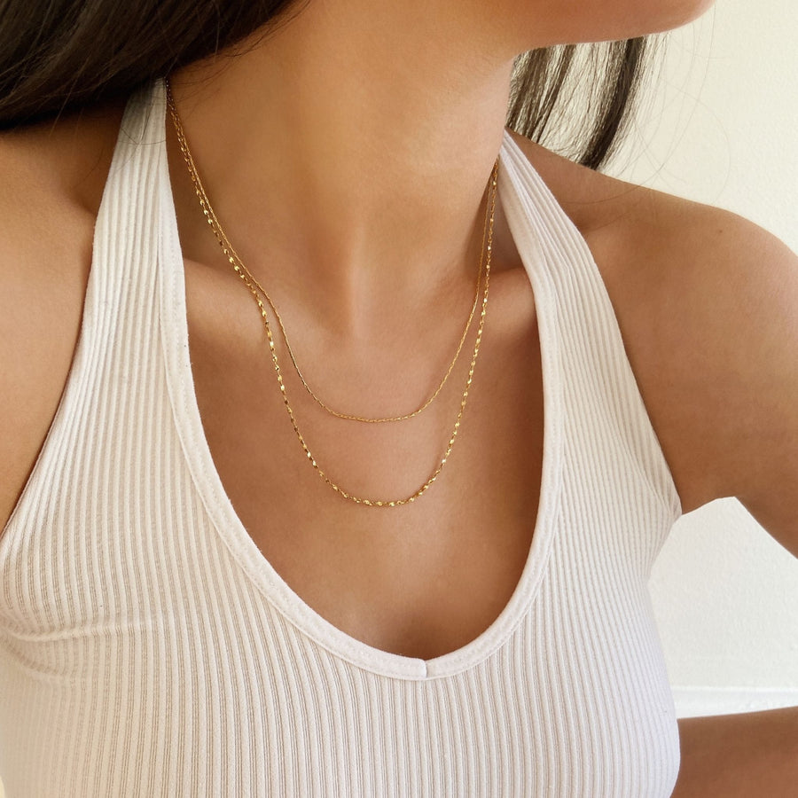 2 in 1 dainty necklace with double chains