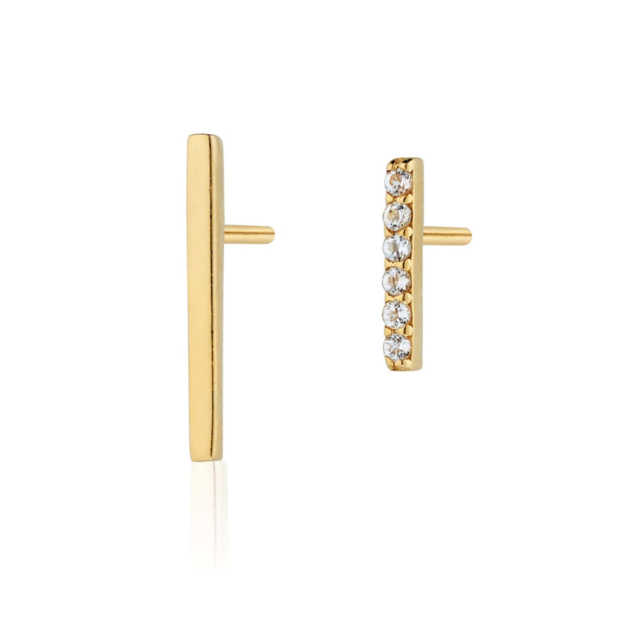 bar mismatched studs in gold