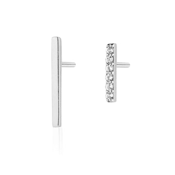 mismatched bar studs in silver