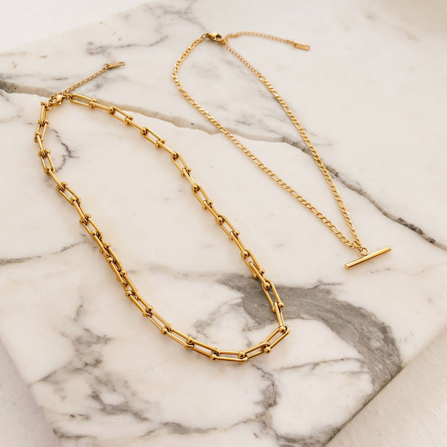 chunky layered necklace gold