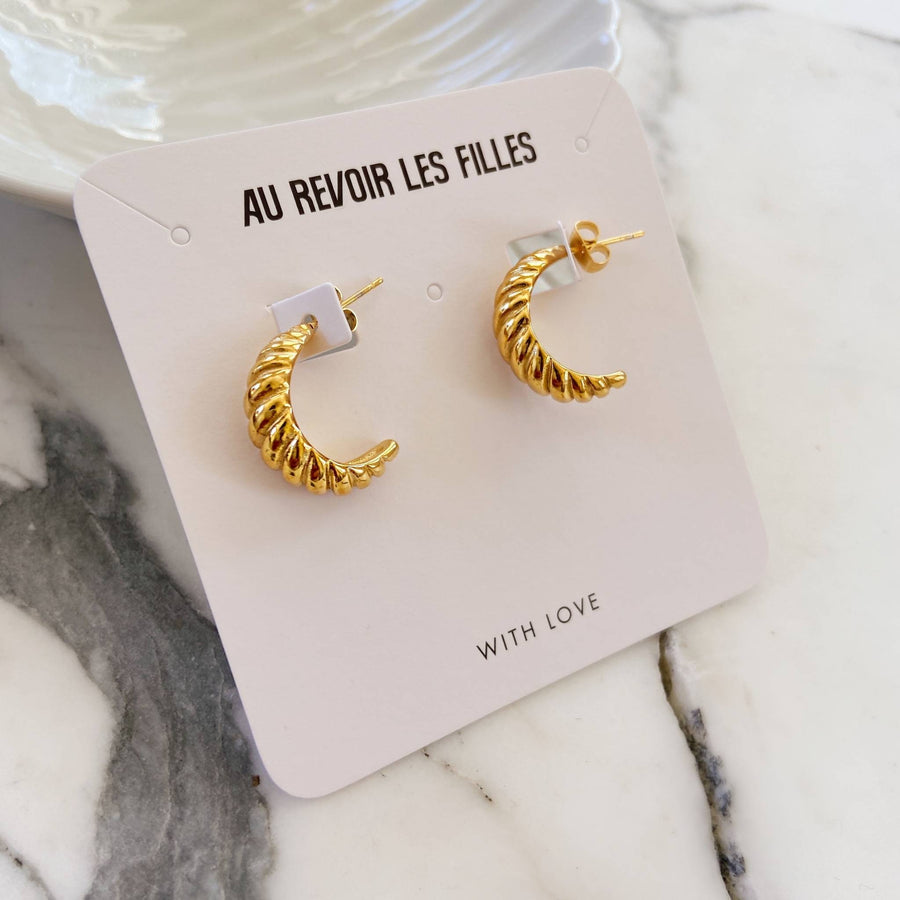 croissant hoops in gold by Au Revoir Les Filles