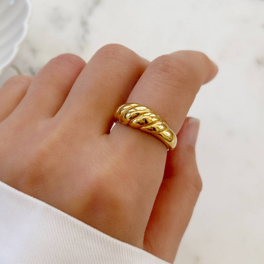 croissant ring worn on hand