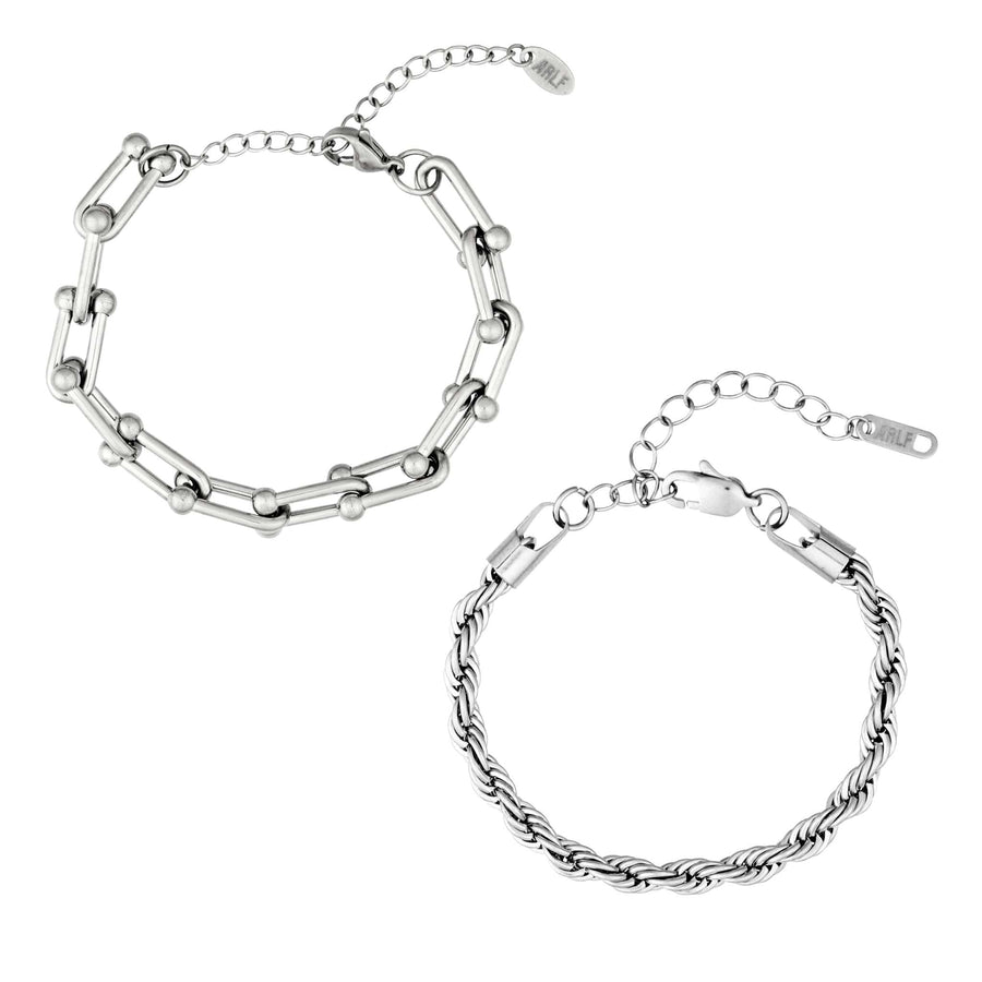 duo bracelet stack in silver