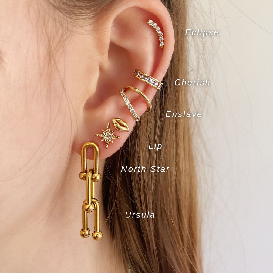 ear stack diamond gold ear cuff