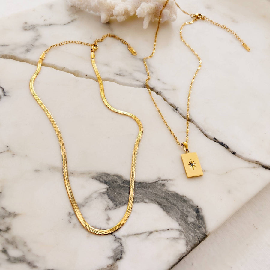 set of 2 layered gold necklaces