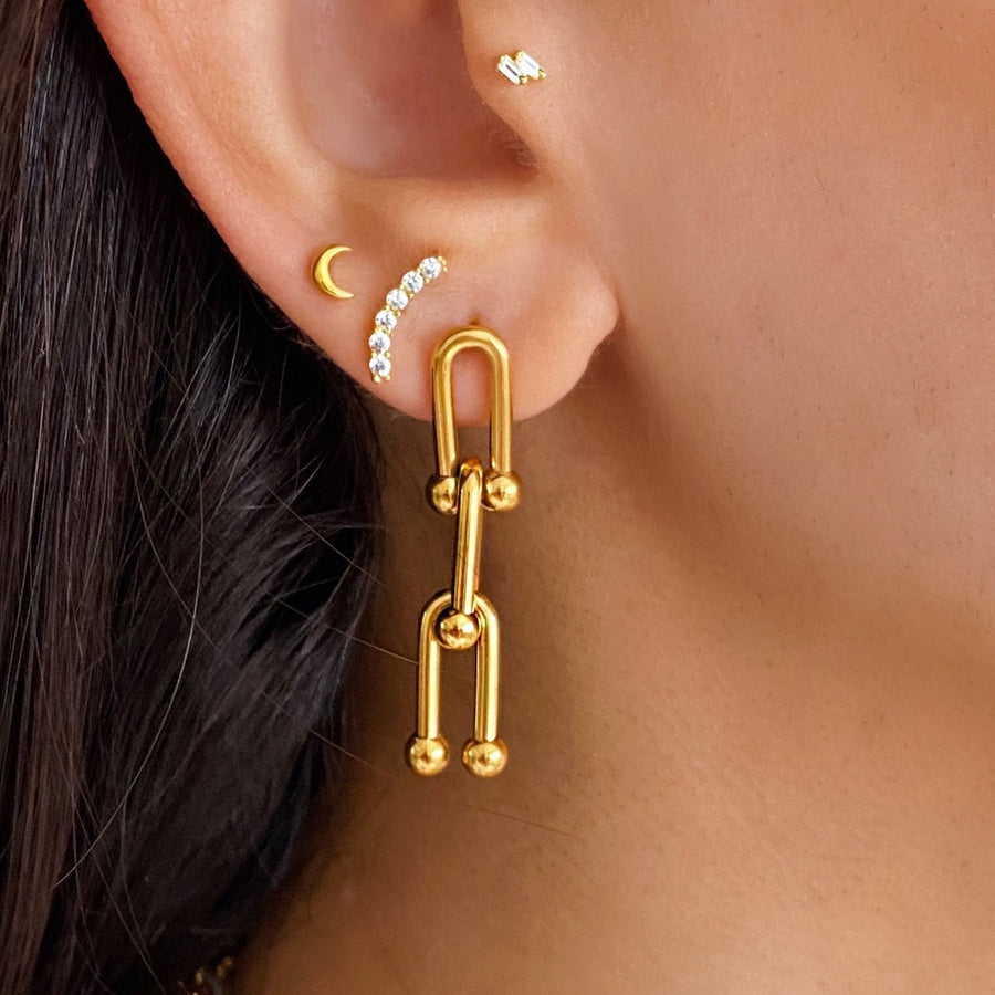 hardware earrings stack in gold