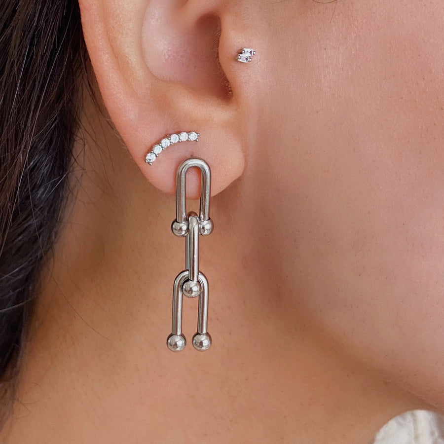 hardware earrings stack in silver