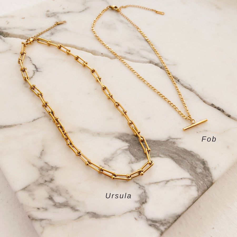 set of 2 gold chain necklaces