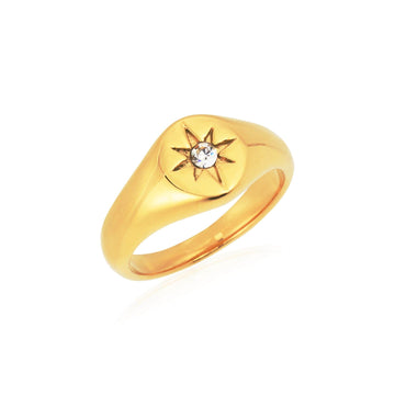 star signet ring 18K gold plated