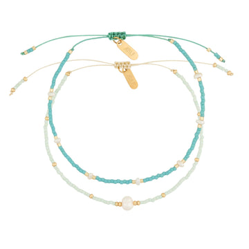 turquoise mint beaded bracelets gold